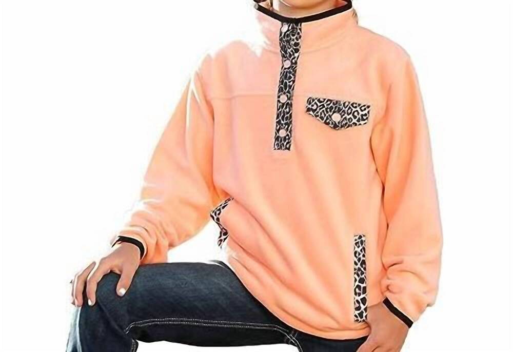 NEW CINCH girl's polar fleece pullover in peach